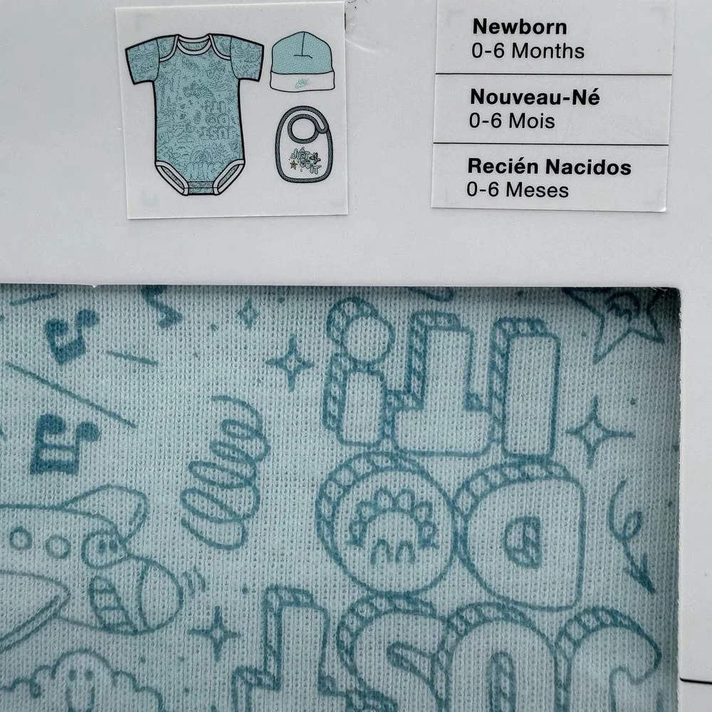 Jordan Baby 3Pc Newborn‎ Outfit Set Bodysuit Hat Bib 0-6M Jersey Blue NIB